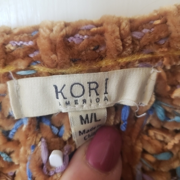 KORI America Mutlticolored Lose Knit ted  Oversized Cardigan‎ Womens Size M/L - Picture 4 of 12